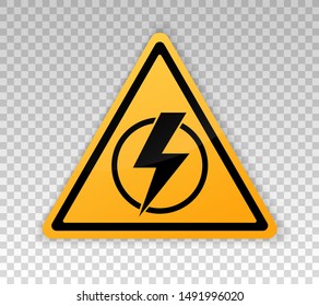 Power outage. Symbol without electricity. Triangular yellow and black icon of electricity. Warning logo. Caution. Electricity lights out. Vector concept without electricity. Lightning. High voltage