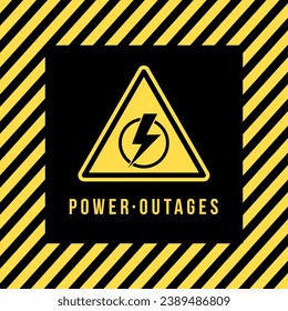Fallo en el vector de apagón eléctrico fondo del símbolo del logotipo de advertencia eléctrica. Banner de advertencia de atención de corte de energía