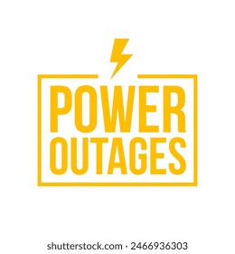 Power outage vector blackout failure electric warning logo symbol background. Power outage attention caution banner