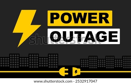 Power outage warning background. blackouts. Yellow and black theme with electric thunder element can use to media social post or news editorial background purpose picture.