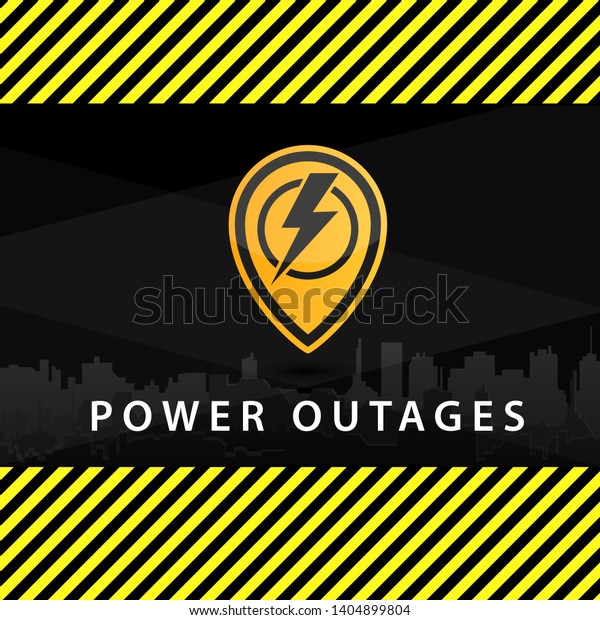 Power Outage Warning Poster Yellow Black Stock Vector Royalty Free 1404899804