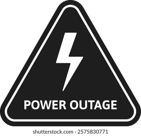 Power Outage Warning Sign With Bold Thunderbolt Symbol In Triangular Design. Perfect For Safety Notices, Hazard Alerts, Risk Management, Electricity Failures, And Instant Attention-Grabbing Cautions