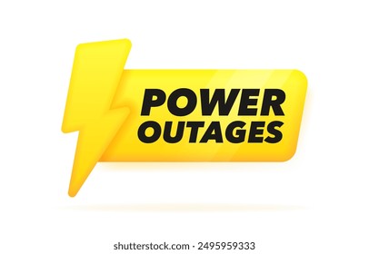 Power outages geometric badge in 3d style with lightning and glowing effect. Logo design. Vector illustration.