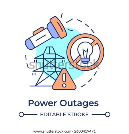 Power outages multi color concept icon. Electricity supply disruption. Safety and emergency alert. Round shape line illustration. Abstract idea. Graphic design. Easy to use in application