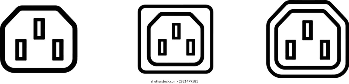 Power Outlet Icon Set Vector with Electrical Socket Receptacle Symbols