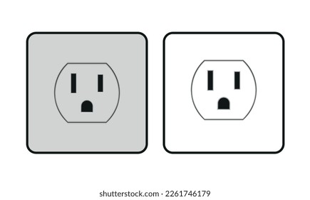 Power outlet icon. Type B outlet icons in white and grey colors. Vector illustration