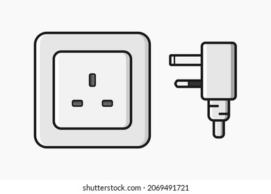 power outlet plug british type g vector flat illustration