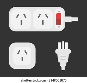 power outlet plug chinese type i power strip extender vector flat illustration