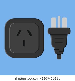 power outlet plug chinese type i black vector flat illustration