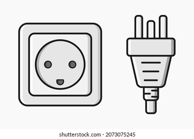 power outlet plug danish type k vector flat illustration