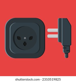 power outlet plug israeli type h vector flat illustration