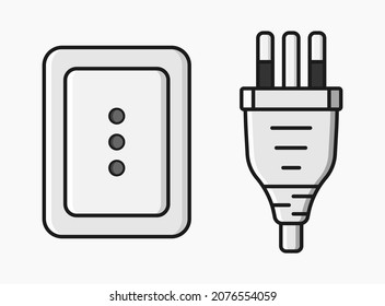 ilustración plana vectorial tipo l de enchufe de alimentación