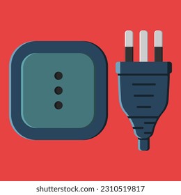 power outlet plug italian type l vector flat illustration