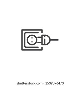 Power outlet and plug line icon. linear style sign for mobile concept and web design. Electric socket and plug outline vector icon. Symbol, logo illustration. Vector graphics