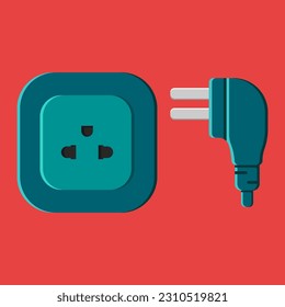 power outlet plug modern thai type o vector flat illustration