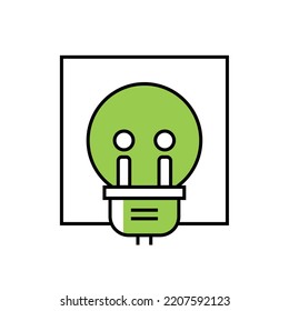 Power outlet and power plug outline icon white bg