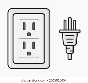power outlet plug type b vector flat illustration