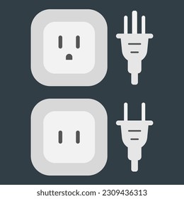 power outlet plug type a b isometric vector flat illustration