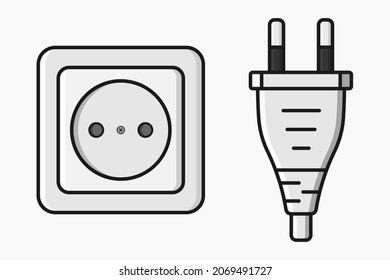 power outlet plug type c vector flat illustration