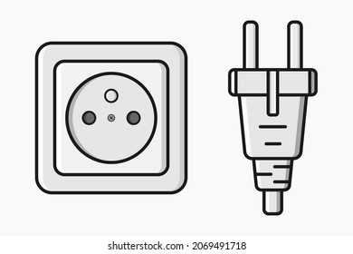 power outlet plug type e vector flat illustration