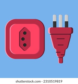 power outlet plug type n vector flat illustration