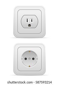 Power outlet set on a white background.