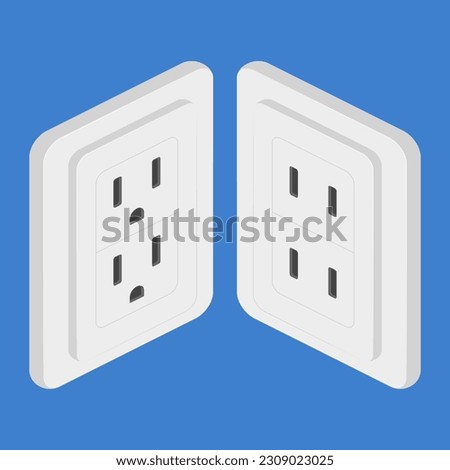 power outlet type a b isometric vector flat illustration