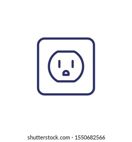 power outlet with type B socket, vector line icon