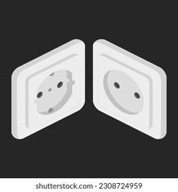 power outlet type f c isometric vector flat illustration