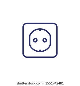 power outlet with type F socket, vector line icon