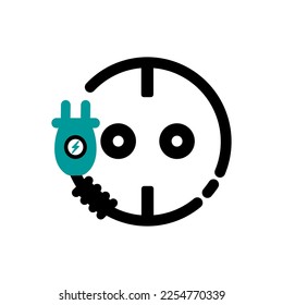 Power Outlet Vector Icon. Vector minimal electric outlet icon or logo. Vector simple electricity symbol. Turquoise color.