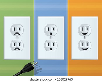 Power Outlet/Happy and Sad Receptacles