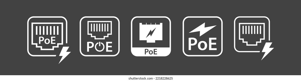 Power over Ethernet symbol, PoE sign vector.