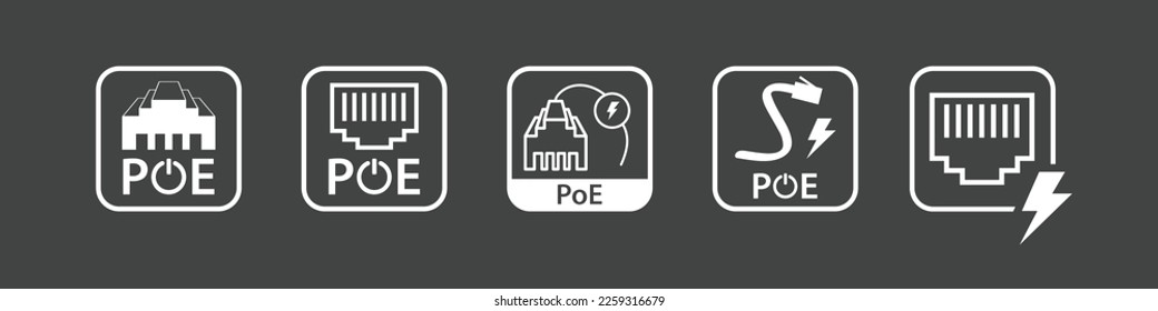 Power over Ethernet symbol, PoE sign vector.