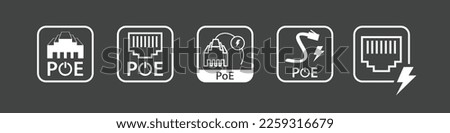 Power over Ethernet symbol, PoE sign vector.