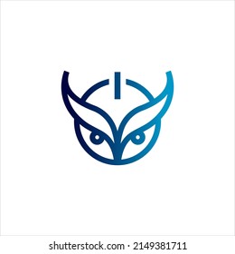 Power owl tech logo illustration design
