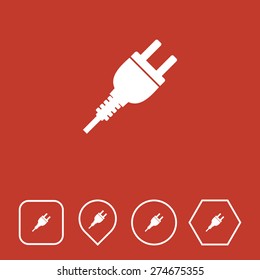 Power Pin Icon on Flat UI Colors with Different Shapes. Eps-10.