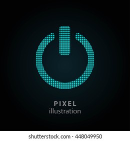 Power - pixel icon. Vector Illustration. Design logo element. Isolated on black background. It is easy to change to any color.