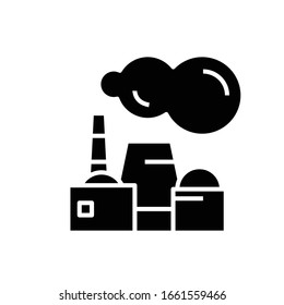 Power plant black icon, concept illustration, vector flat symbol, glyph sign.