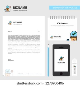 Power plant Business Letterhead, Calendar 2019 and Mobile app design vector template