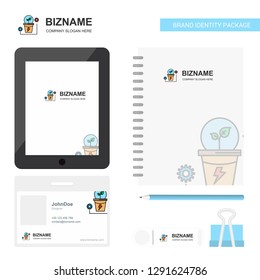 Power plant Business Logo, Tab App, Diary PVC Employee Card and USB Brand Stationary Package Design Vector Template