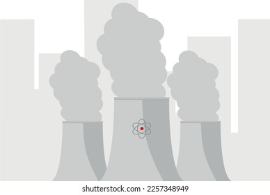 power plant coal atomic nuclear or factory in the city environmental pollution smoke