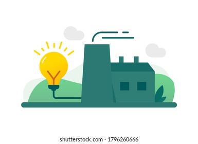 power plant , Energy industrial flat vector design