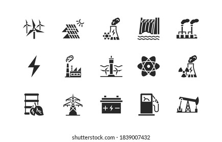 Power Plant Flat Line Icons Set Stock Vector (Royalty Free) 1838588317 ...