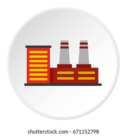 Power plant icon in flat circle isolated vector illustration for web