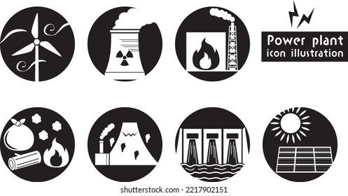 Power plant icon illustration set