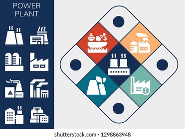  power plant icon set. 13 filled power plant icons. Simple modern icons about  - Factory
