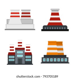 Power plant icon set. Flat set of power plant vector icons for web design isolated on white background