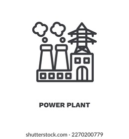 power plant icon. Thin line power plant, industry icon from ecology collection. Outline vector isolated on white background. Editable power plant symbol can be used web and mobile