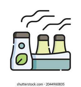 Ilustración del vector de iconos de la planta de energía. Dibujo de esquema plano. Concepto de icono de energía sostenible Vector Premium aislado